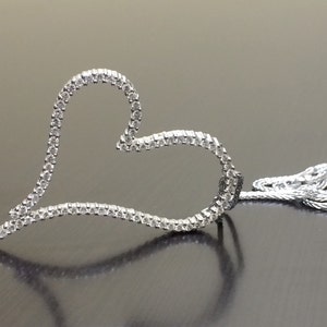 14K White Gold Heart Diamond Necklace 14K Gold Diamond Heart Pendant Diamond Heart Large Heart Diamond Pendant Handmade Gold Heart image 2