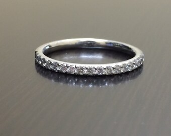 14K White Gold Diamond Engagement Band - Diamond Wedding Band - White Gold Band - Diamond Band - Diamond Ring - 14K Diamond Engagement Ring