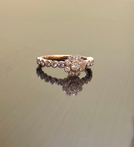 Art Deco Diamond Engagement Ring - 14K Rose Gold … - image 2