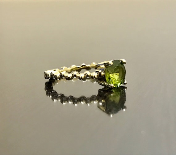 14K Yellow Gold Peridot Engagement Ring - 14K Gol… - image 9