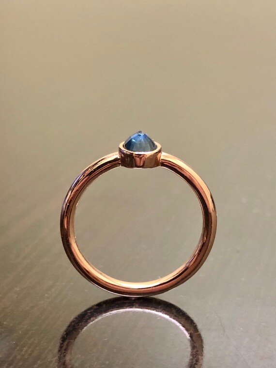 18K Rose Gold Upside Down Set Blue Sapphire Solitaire Minimalist Engagement Ring Handmade Rose Gold Oval Blue Sapphire Wedding Ring Etsy