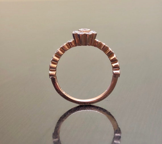 18K Rose Gold Plated Halo Asher Cut Diamond Ring