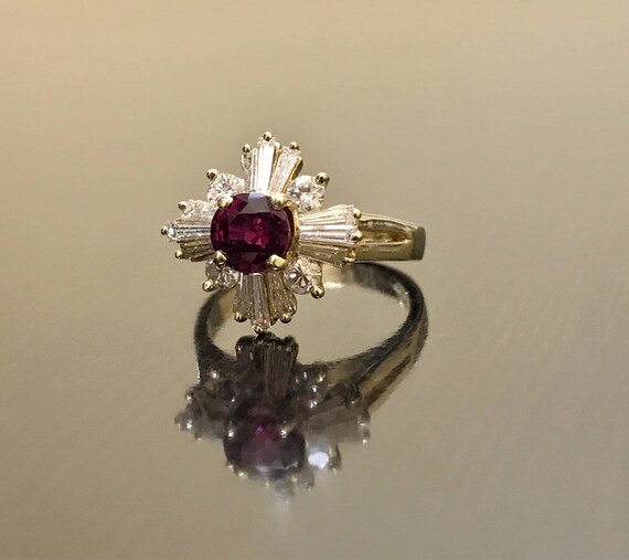 14K Yellow Gold Art Deco Ruby Diamond Engagement … - image 6