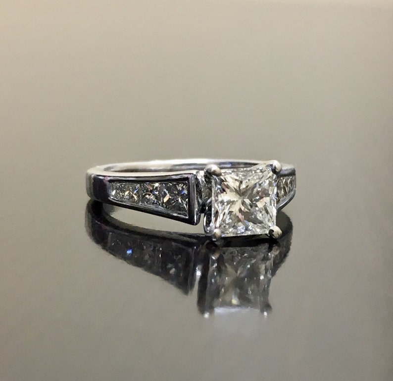 14k White Gold Princess Cut Created Diamond Bridal Wedding Set Engagement Ring