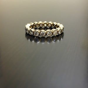 14K Yellow Gold Eternity Diamond Engagement Band - 14K Gold Diamond Wedding Band - 14K Diamond Eternity Band - Diamond Stackable Band