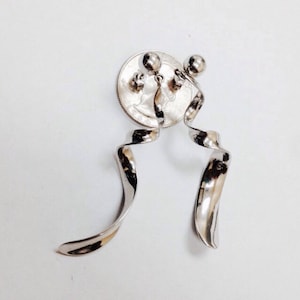 Handmade Modern Style 14K Twisted Gold Drop Earrings - Funky Unique 14K White Gold Earrings - Hand Fabricated 14K Solid Gold Dangle Earrings