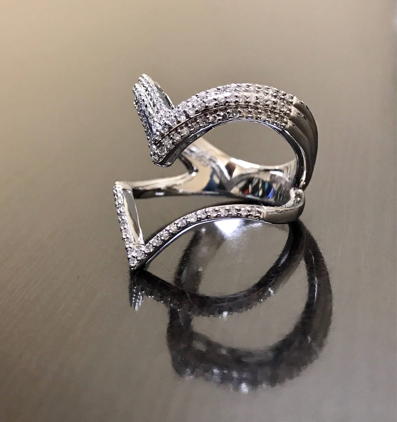 Sterling Silver Art Deco Diamond Engagement Ring - Silver Diamond ...