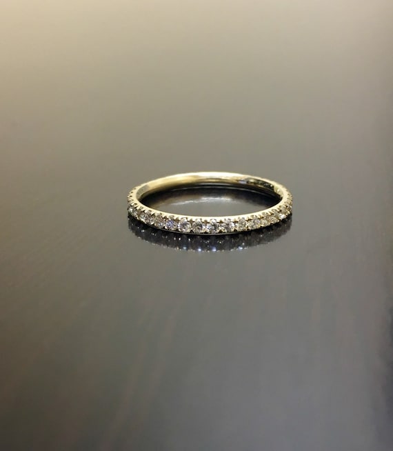 14K Yellow Gold Eternity Diamond Engagement Band - 14K Gold Diamond Wedding Band - Yellow Gold Diamond Eternity Band - 14K Diamond Band