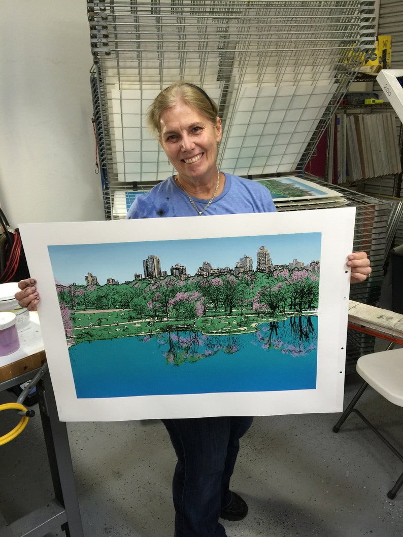 New York Central Park Serigraph 17 x 25 screen print Limited edition signed by the artist Starla Cortopassi image 2