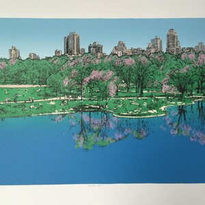 New York Central Park Serigraph 17 x 25 screen print Limited edition signed by the artist Starla Cortopassi image 1