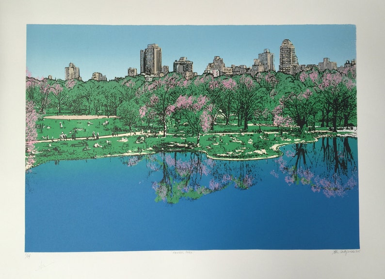 New York Central Park Serigraph 17 x 25 screen print Limited edition signed by the artist Starla Cortopassi image 1