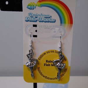 Silver Ballet Dancer Charm Earrings