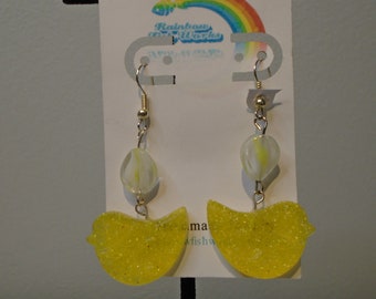 Yellow Resin Chick Earrings