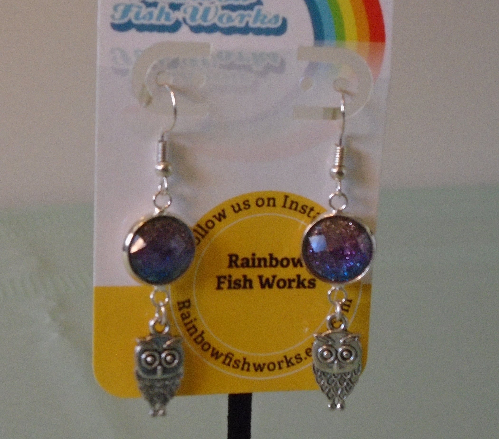 Peach, Purple, and Blue Ombre Cabs with Owl Charm