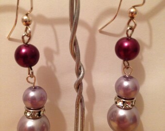 Purple Pearl Dangle Earrings