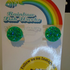 Green Faux Druzy Stud Earring