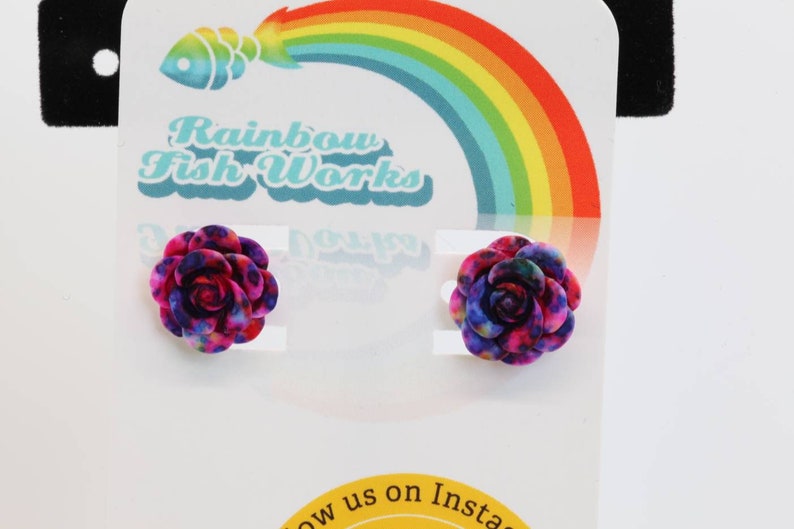 Tie Dye Rose Stud Earrings