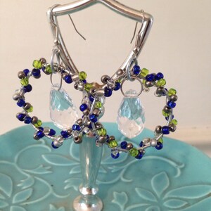 Small Beaded Circle Earrings With Drop
