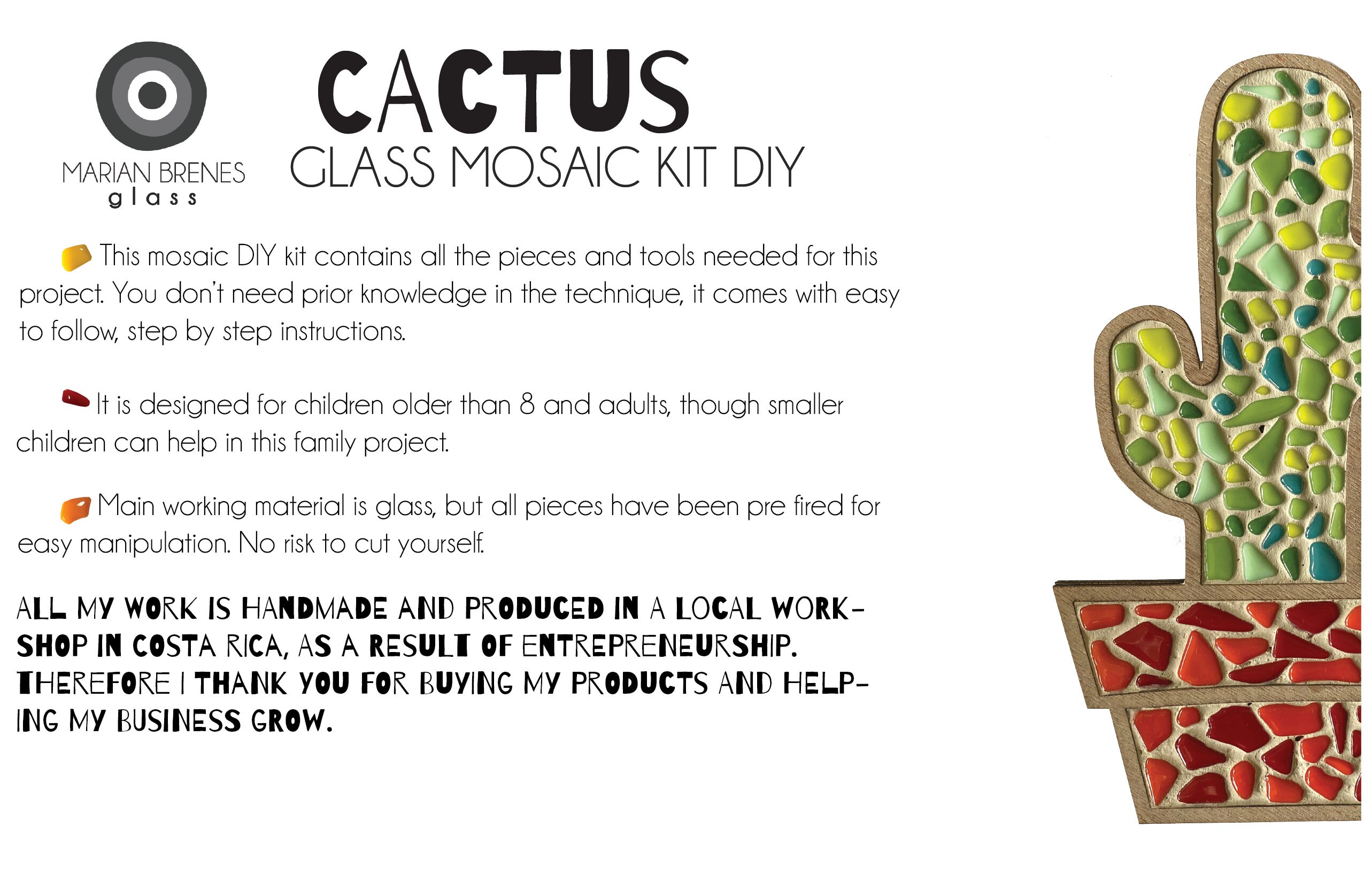 Cactus Glass Mosaic Kit Etsy
