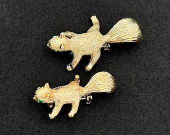 Broches vintage "Gerry's" con forma de ardilla en tono dorado - Década de 1970