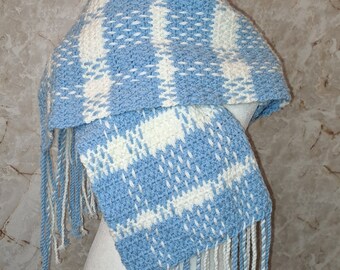 Mantón manta cuadros azul y blanco bebe