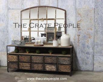 TV Console - Buffet Table - The Borgia Vintage Zoria Crate Credenza | Reclaimed Wood Furniture