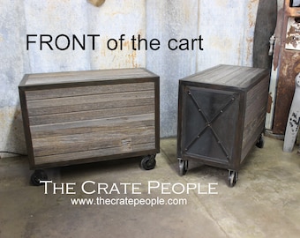 Restaurant Service Cart Industrial X Brace Design -- Custom Made with Reclaimed Wood and Metal