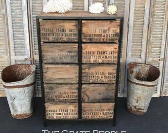 Tall Boy Dresser Reclaimed Wood and Zoria Vintage Crates - Custom Crate Furniture