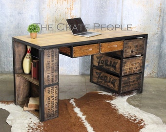 Reclaimed Wood Desk – Vintage Zoria Crates, Custom Furniture