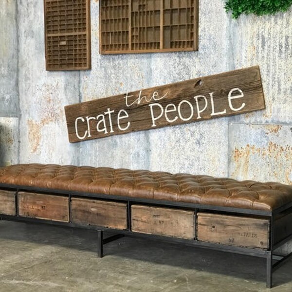 Leather Bench Etsy