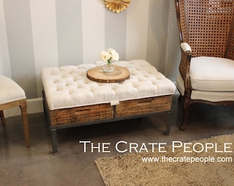 Ottoman Tufted Fused Crates with Lift Top Storage