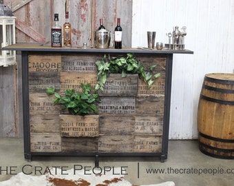 The Herb Crate Bar | Custom Made Furniture | Vintage Wood Crates and Reclaimed Wood