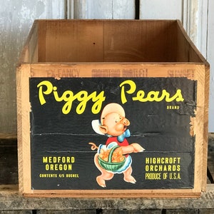 Vintage Wood Crate PIGGY PEAR