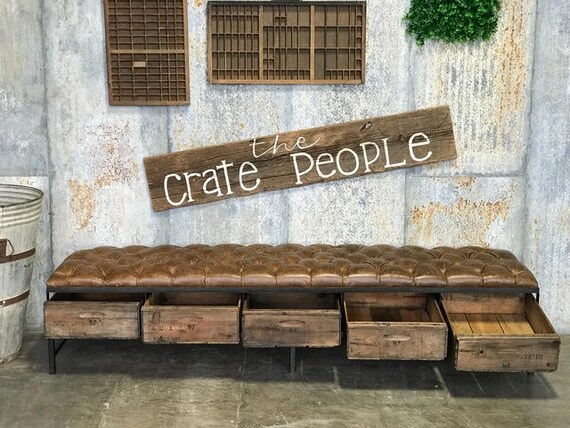 Rustic leather bench deals