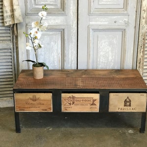 Coffee Table for WINE Lovers!! French Wine Crate Coffee Table Reclaimed Wood top Custom Made Furniture