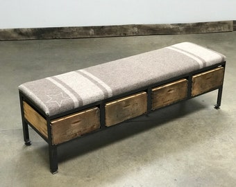 Bench with Storage ITALIAN ARMY- Custom Made Seating Ottoman