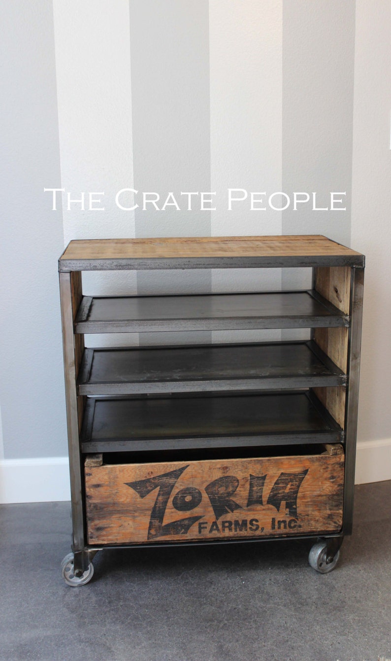 Media Cart Wood Crate Design Custom Crate Furniture Etsy