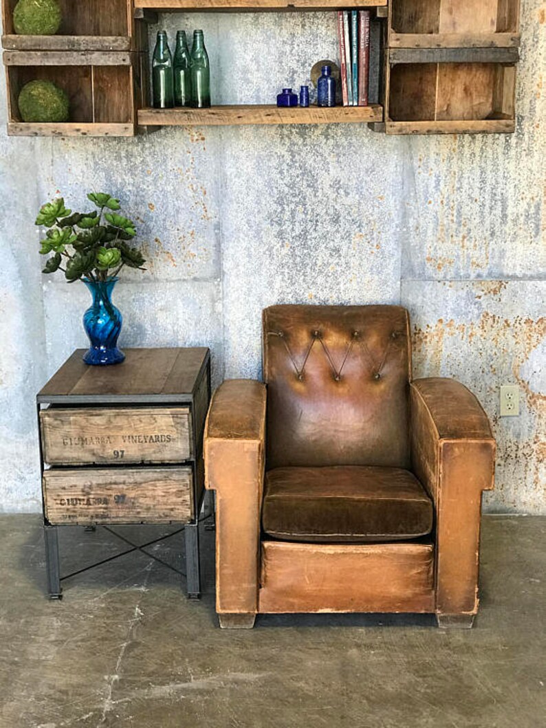 Double Crate Side Table Vintage Crates 100 Yr Old Barn Wood Customizable Furniture