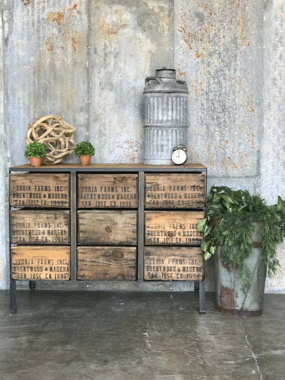 Dresser Console 9 Drawer | Vintage Wood Crates & Reclaimed Wood | Custom Furniture