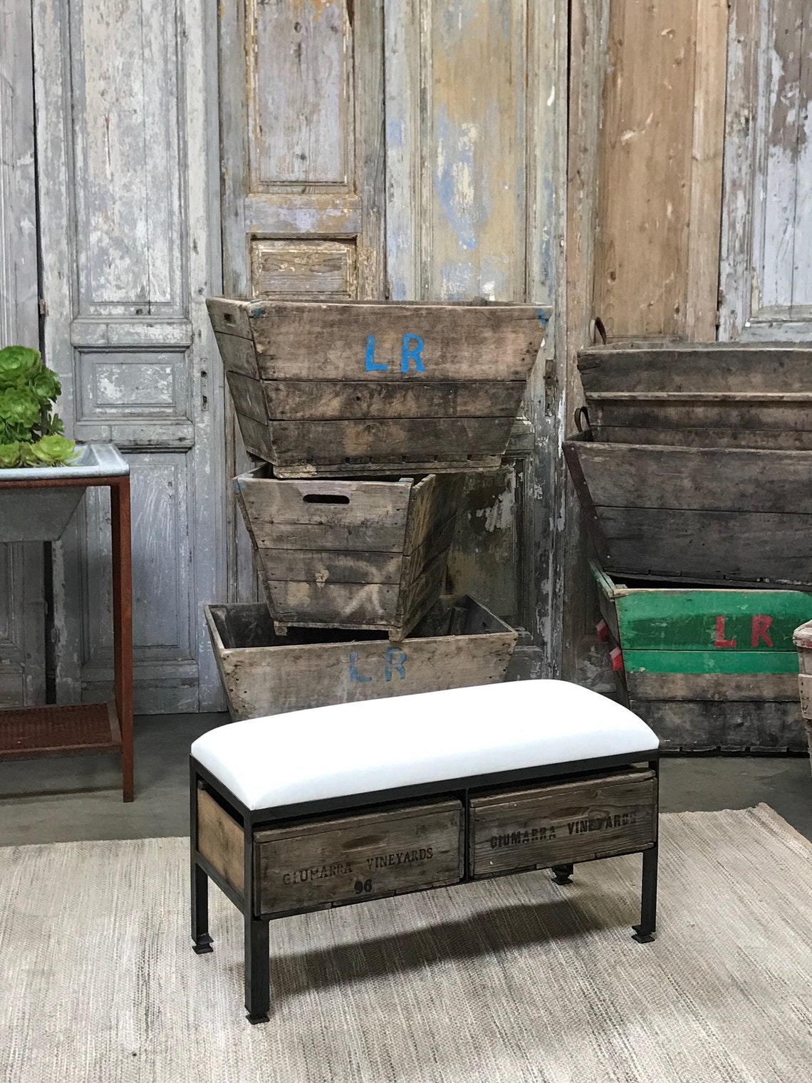 White Leather Ottoman Bench Custom Made Furniture Etsy