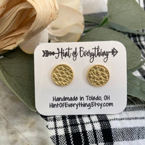 Gold pebble Faux leather studs