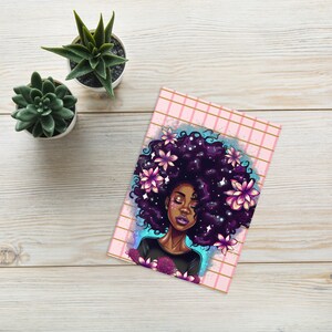 Cartão de felicitações para uma garota negra brilhante - Flower Power