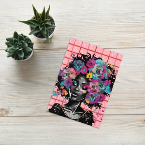 Błyszcząca Czarna Dziewczyna Kartka Z Pozdrowieniami - Flower Power II