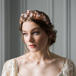 Laurel Leaf Flower Crown, Rose Gold Bridal Tiara, Flower Tiara, Rose Gold Leaf Crown, Gold Tiara 110 image 1