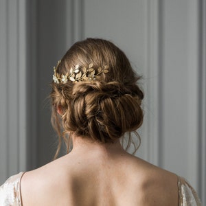 Sara Flower Vine, Gold leaf comb, Gold Leaf Headpiece, Bridal Comb, Wedding Flower Comb, 204 image 4