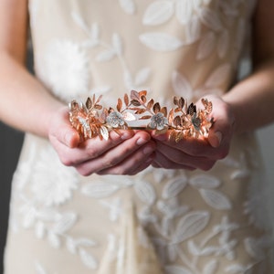 Laurel Leaf Flower Crown, Rose Gold Bridal Tiara, Flower Tiara, Rose Gold Leaf Crown, Gold Tiara 110 image 3