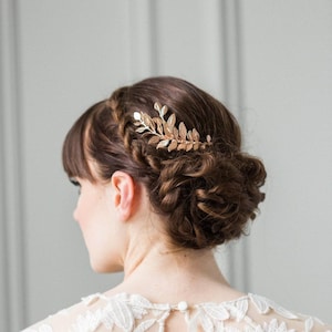Boho Leaf Comb, Boho Headpiece, Gold Bridal Comb, Bridesmaid Comb, Leaf Headpiece #205