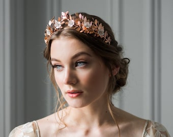 Laurel Leaf Flower Crown, Rose Gold Bridal Tiara, Flower Tiara, Rose Gold Leaf Crown, Gold Tiara #110