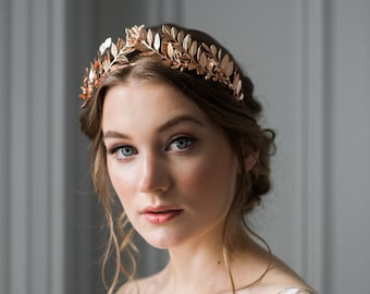 Laurel Leaf Tiara, Rose Gold Tiara, Rose Gold Headpiece, Bridal Crown, Bridal Tiara, Rose Gold Leaf Crown #101