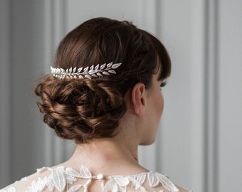 Edwardian Leaf Comb, Silver Bridal Comb, Bridal Headpiece, Bridesmaid Comb #203